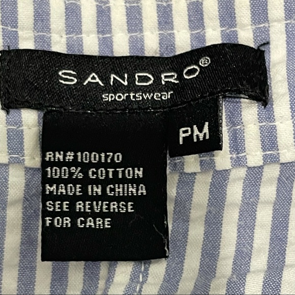 Sandro Sportswear Seersucker Striped Button Front Lightweight Jacket Size MP - Picture 7 of 7